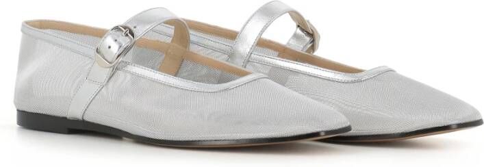 Le Monde Beryl Zilveren Mesh en Leren Ballerina Schoenen Gray Dames