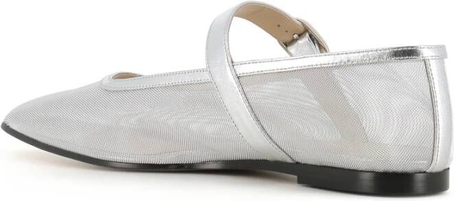 Le Monde Beryl Zilveren Mesh en Leren Ballerina Schoenen Gray Dames