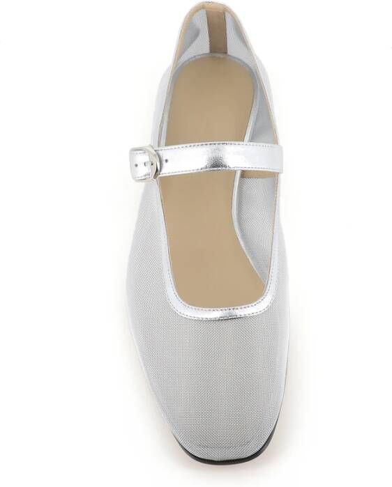 Le Monde Beryl Zilveren Mesh en Leren Ballerina Schoenen Gray Dames