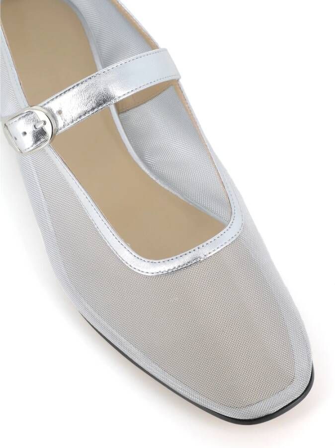 Le Monde Beryl Zilveren Mesh en Leren Ballerina Schoenen Gray Dames