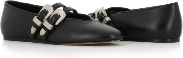 Le Monde Beryl Zwarte Leren Ballerina Platte Schoenen Black Dames