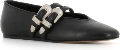 Le Monde Beryl Zwarte Leren Ballerina Platte Schoenen Black Dames