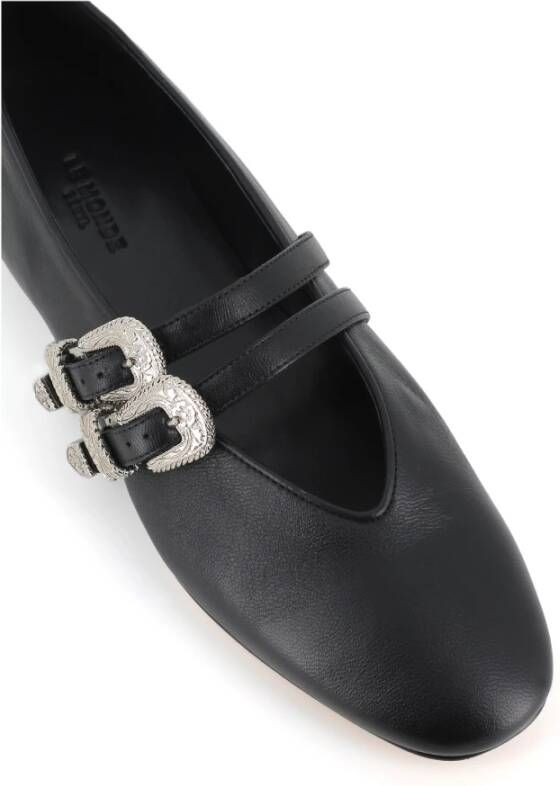 Le Monde Beryl Zwarte Leren Ballerina Platte Schoenen Black Dames