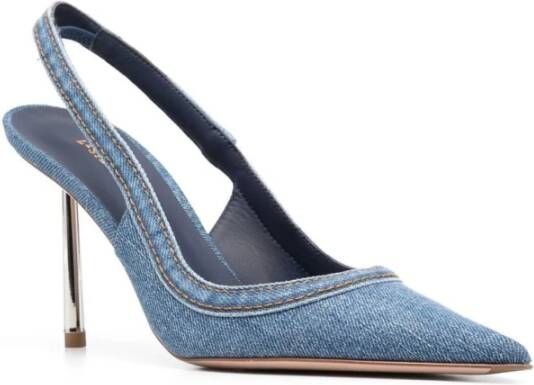 Le Silla Blauwe Denim Slingback Stiletto Hakken Blue Dames