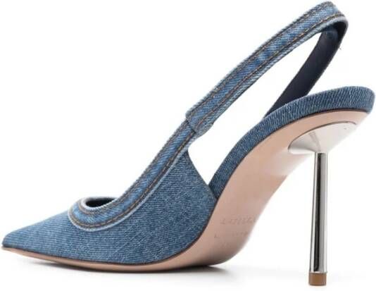 Le Silla Blauwe Denim Slingback Stiletto Hakken Blue Dames