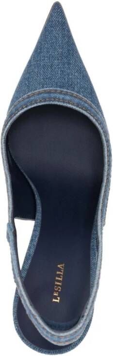 Le Silla Blauwe Denim Slingback Stiletto Hakken Blue Dames