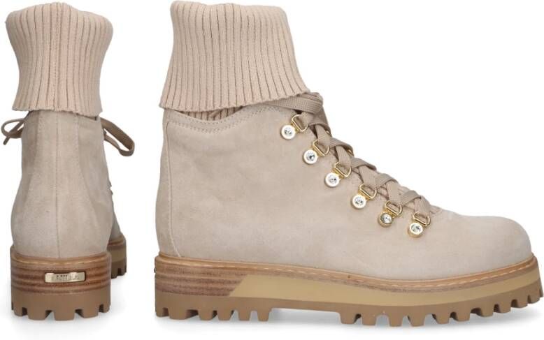 Le Silla Lace-up Boots Beige Dames