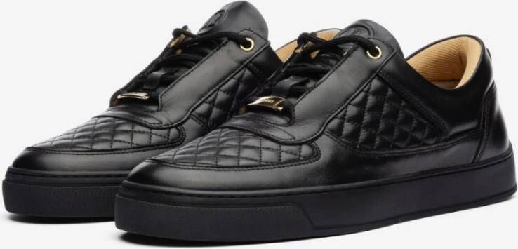 Leandro Lopes Zwarte Diamantgestikte Lage Sneaker Black Unisex