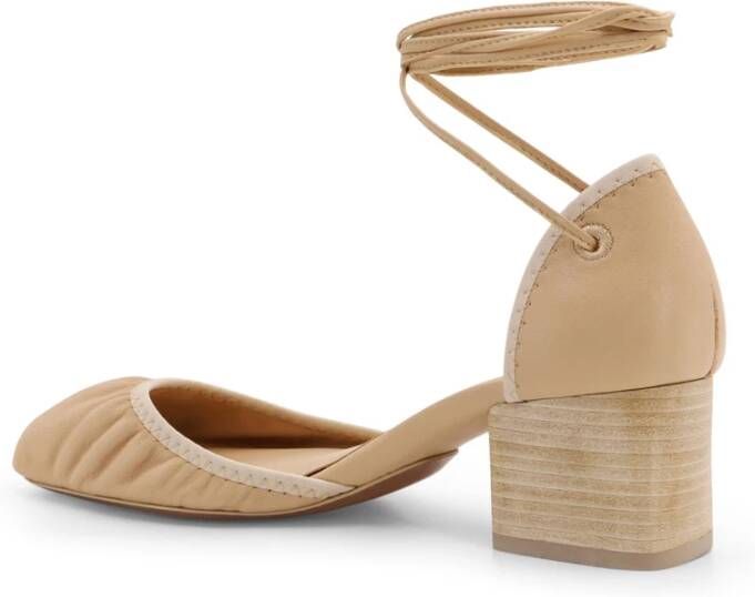 Lemaire Geborduurde leren ballerina pumps Beige Dames