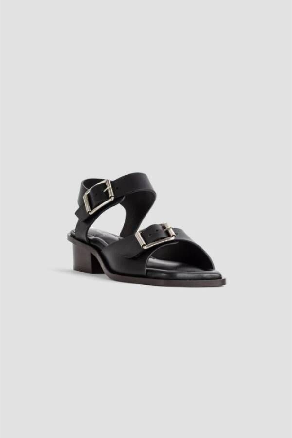 Lemaire Zwarte Leren Vierkante Sandalen Black Dames