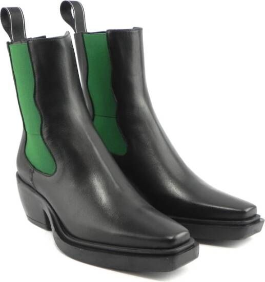 Lemaré Zwart Groene Western Stijl Laarzen Black Dames