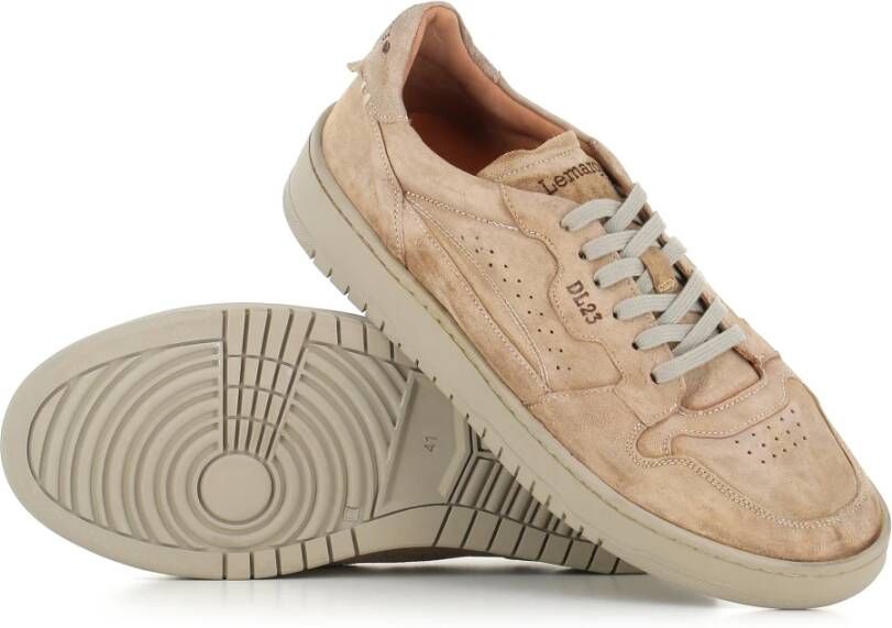 Lemargo Beige Suède Sneakers Rubberen Zool Beige Heren