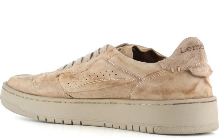 Lemargo Beige Suède Sneakers Rubberen Zool Beige Heren