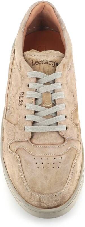 Lemargo Beige Suède Sneakers Rubberen Zool Beige Heren