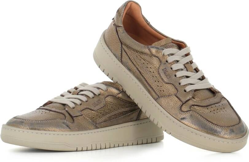 Lemargo Bronzen Leren Sneakers met Rubberen Zool Brown Dames