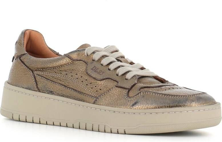 Lemargo Bronzen Leren Sneakers met Rubberen Zool Brown Dames