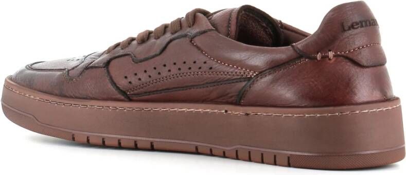 Lemargo Donkerbruine Leren Sneakers Brown Heren