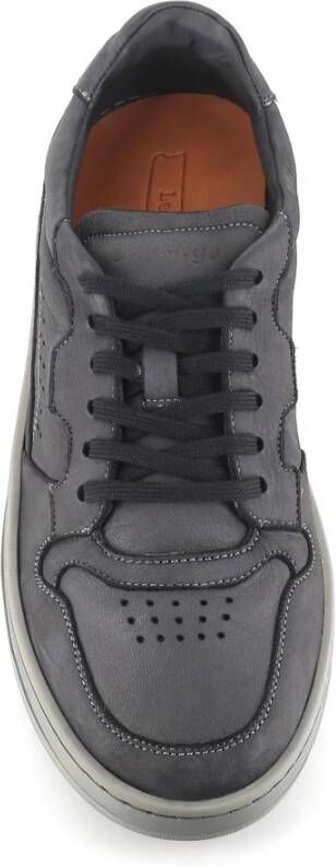 Lemargo Zwarte Leren Sneakers Rubberen Zool Black Heren