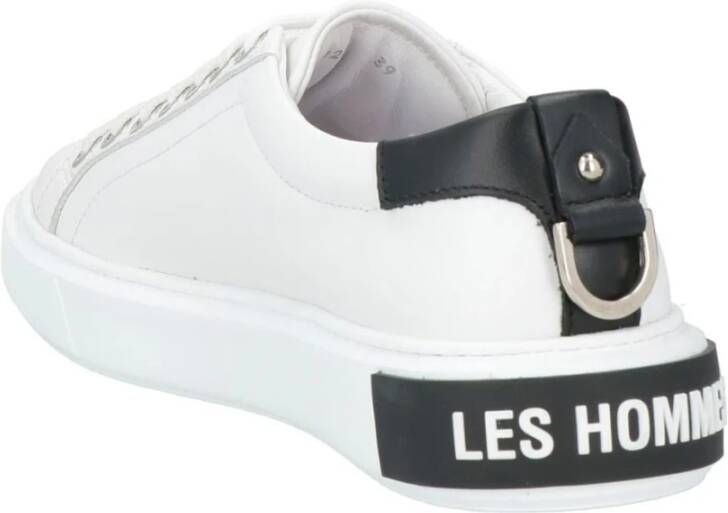 Les Hommes Witte Leren Lage Sneakers White Heren