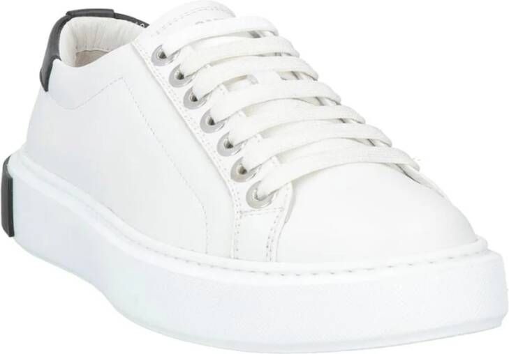 Les Hommes Witte Leren Lage Sneakers White Heren