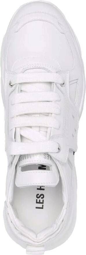 Les Hommes Witte Leren Sneakers met Nylon Detail White Heren