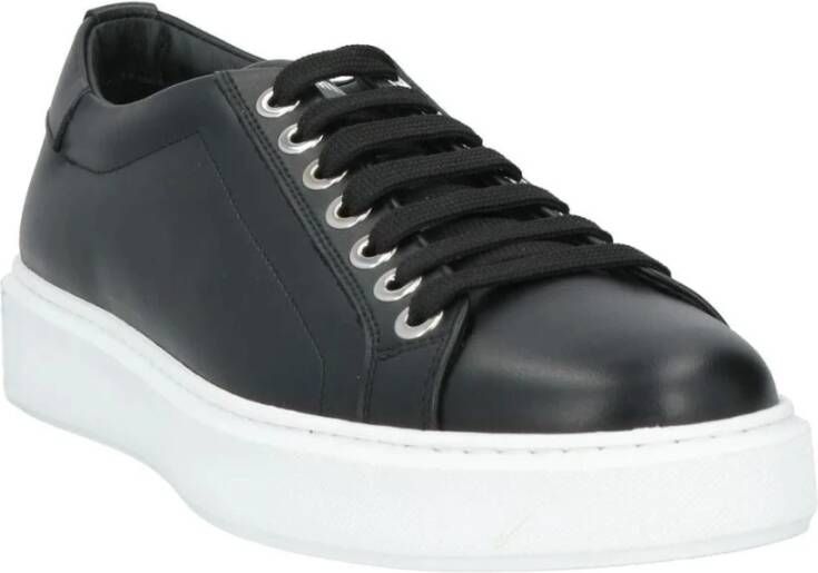 Les Hommes Zwarte leren lage sneakers Black Heren