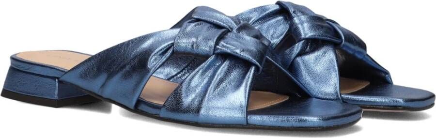 Lina Locchi Blauw Leren Gevlochten Slippers Blue Dames