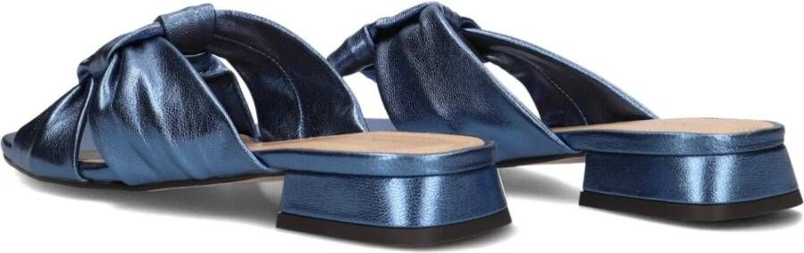 Lina Locchi Blauw Leren Gevlochten Slippers Blue Dames