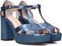 Lina Locchi Sandalen Dames Damesschoenen Leer Blokhak hoogte L1274 Jeans blauw - Thumbnail 2