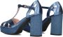 Lina Locchi Sandalen Dames Damesschoenen Leer Blokhak hoogte L1274 Jeans blauw - Thumbnail 3