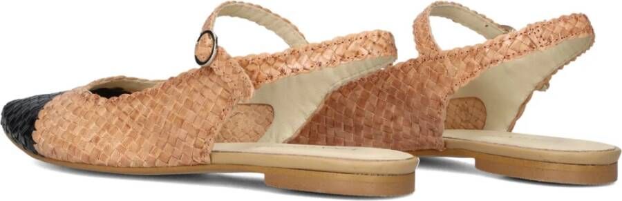 Lina Locchi Gevlochten Ballerina met Bandje Beige Dames