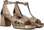 Lina Locchi Sandalen Dames Damesschoenen Leer Plateauhak hoogte 8 cm L1268 Goud - Thumbnail 3