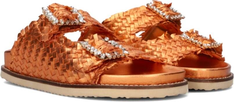 Lina Locchi Oranje Leren Pantoffels Orange Dames