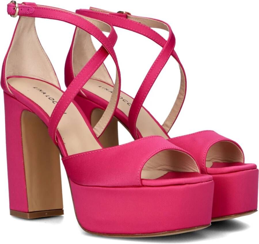 Lina Locchi Roze Satijnen Sandalen Pink Dames