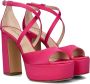 Lina Locchi Sandalen Dames Damesschoenen Leer Plateauhak hoogte 10 cm L1296 Fuchsia - Thumbnail 2