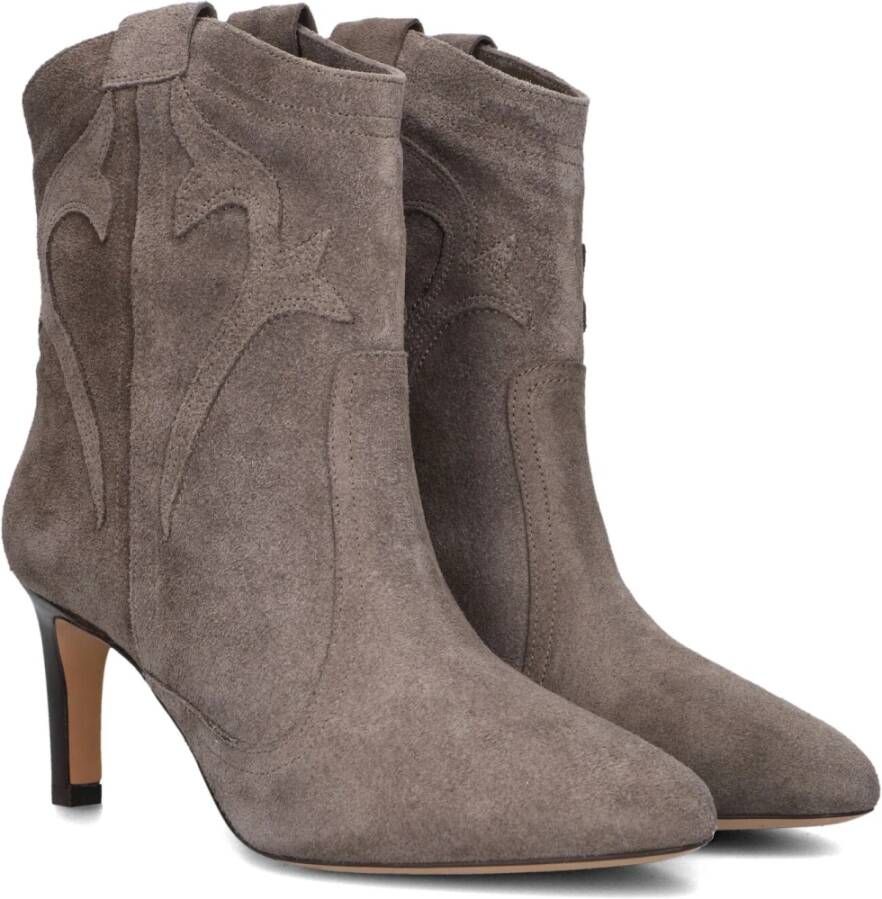 Lina Locchi Taupe Suède Western Enkellaarsjes Beige Dames