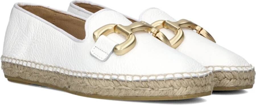 Lina Locchi Witte Leren Espadrilles Instapper met Bit White Dames