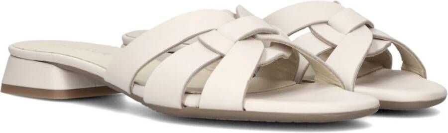 Lina Locchi Witte Leren Knoop Slippers Beige Dames