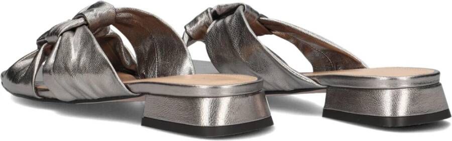 Lina Locchi Zilveren Gevlochten Leren Slippers Gray Dames