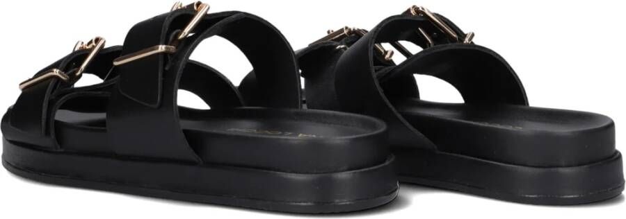 Lina Locchi Zwart Leren 2 Band Slipper Black Dames