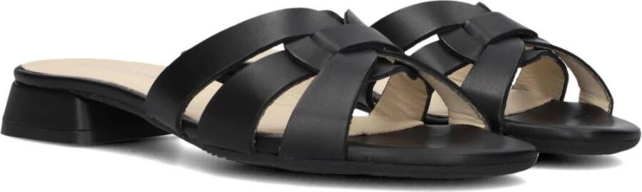 Lina Locchi Zwarte Leren Knoop Slippers Black Dames