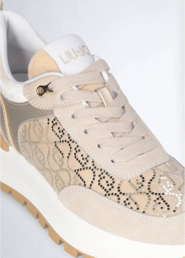 Liu Jo Beige suède sneakers met fluwelen monogram Beige Dames