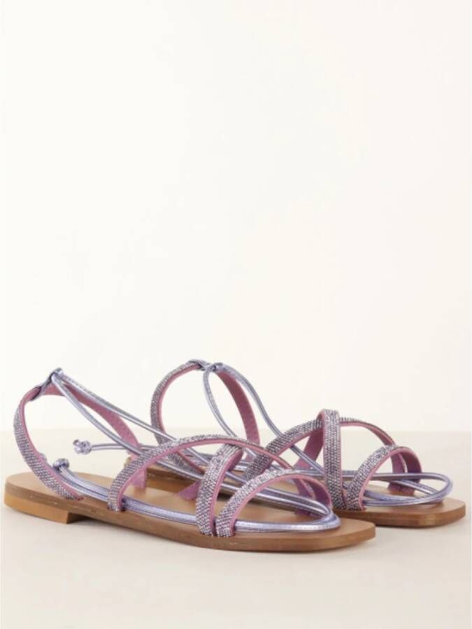 Liu Jo Platte sandalen met strass en veters Paars Dames