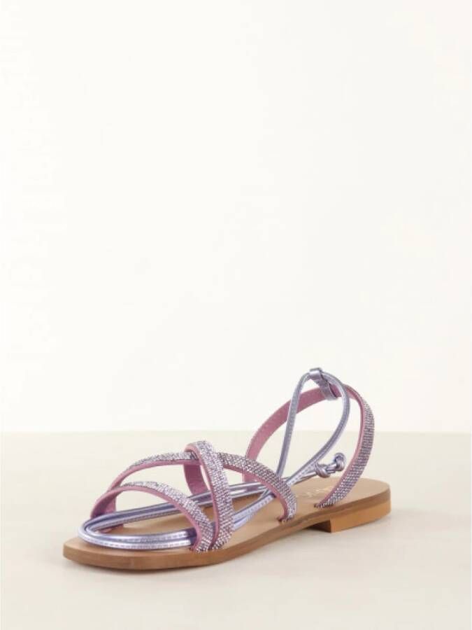 Liu Jo Platte sandalen met strass en veters Paars Dames