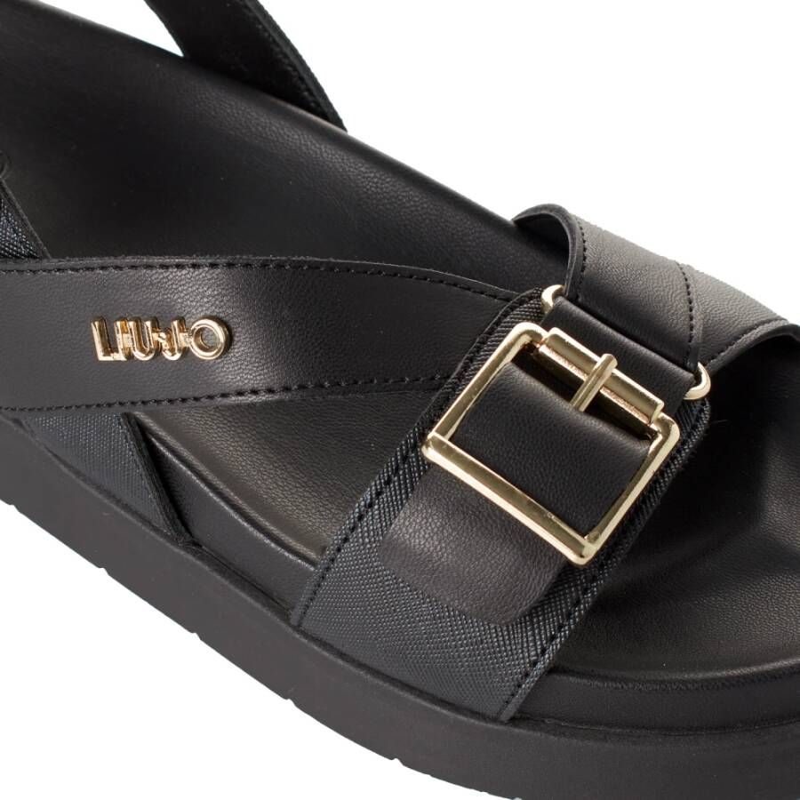 Liu Jo Gekruiste leren platformsandalen Black Dames