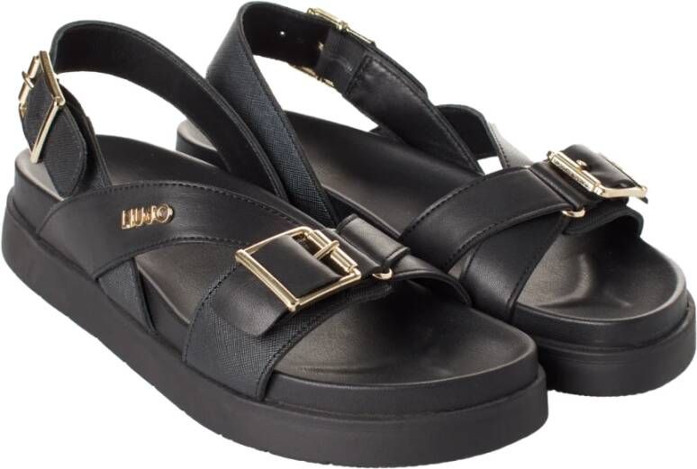 Liu Jo Gekruiste leren platformsandalen Black Dames