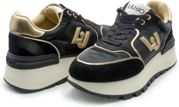 Liu Jo Geweldige Sneaker met Glitter Logo Black Dames