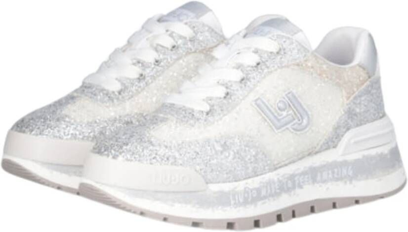 Liu Jo Glitter Zilveren Platte Sneakers Gray Dames