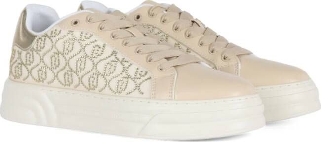 Liu Jo Logo Motief Sneakers Cleo 12 met Strass Beige Dames