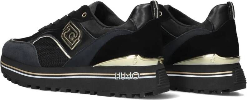 Liu Jo Maxi Wonder 73 Zwarte Suède Sneakers Black Dames